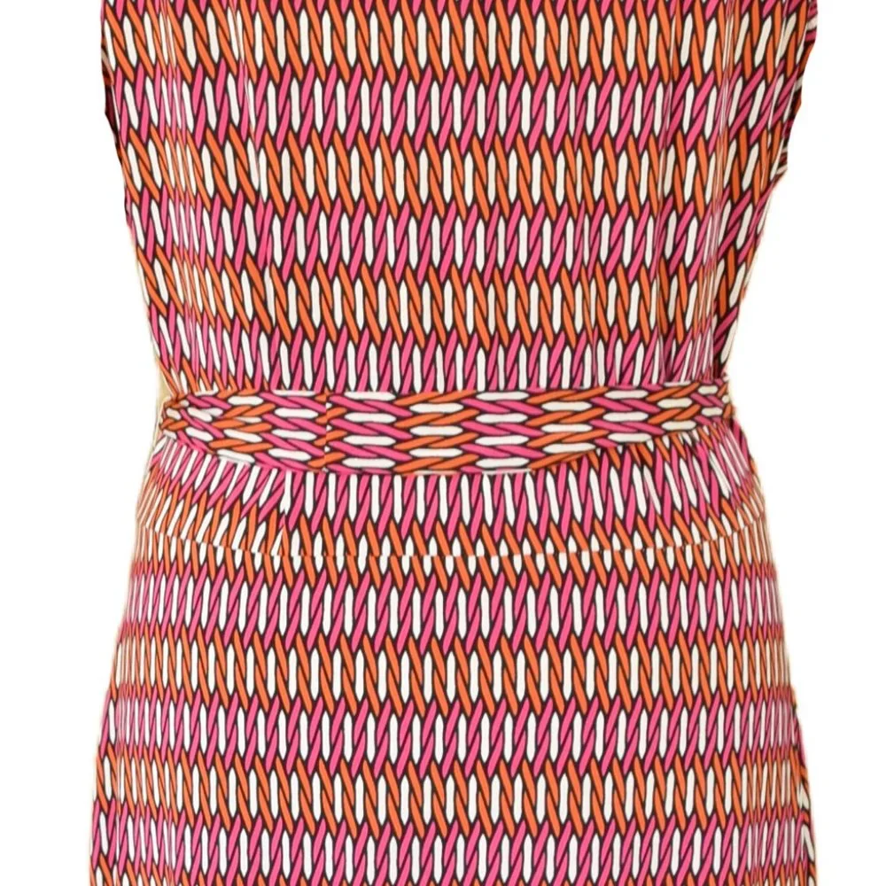 LEOTA Perfect Wrap Sleevless Maxi Dress Stretch Jersey Pink Orange Print - Picture 4 of 10